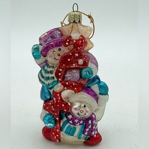 Vintage Radko Rare Find Snow Pile Up Snowman Stack Frosty Christmas Ornament